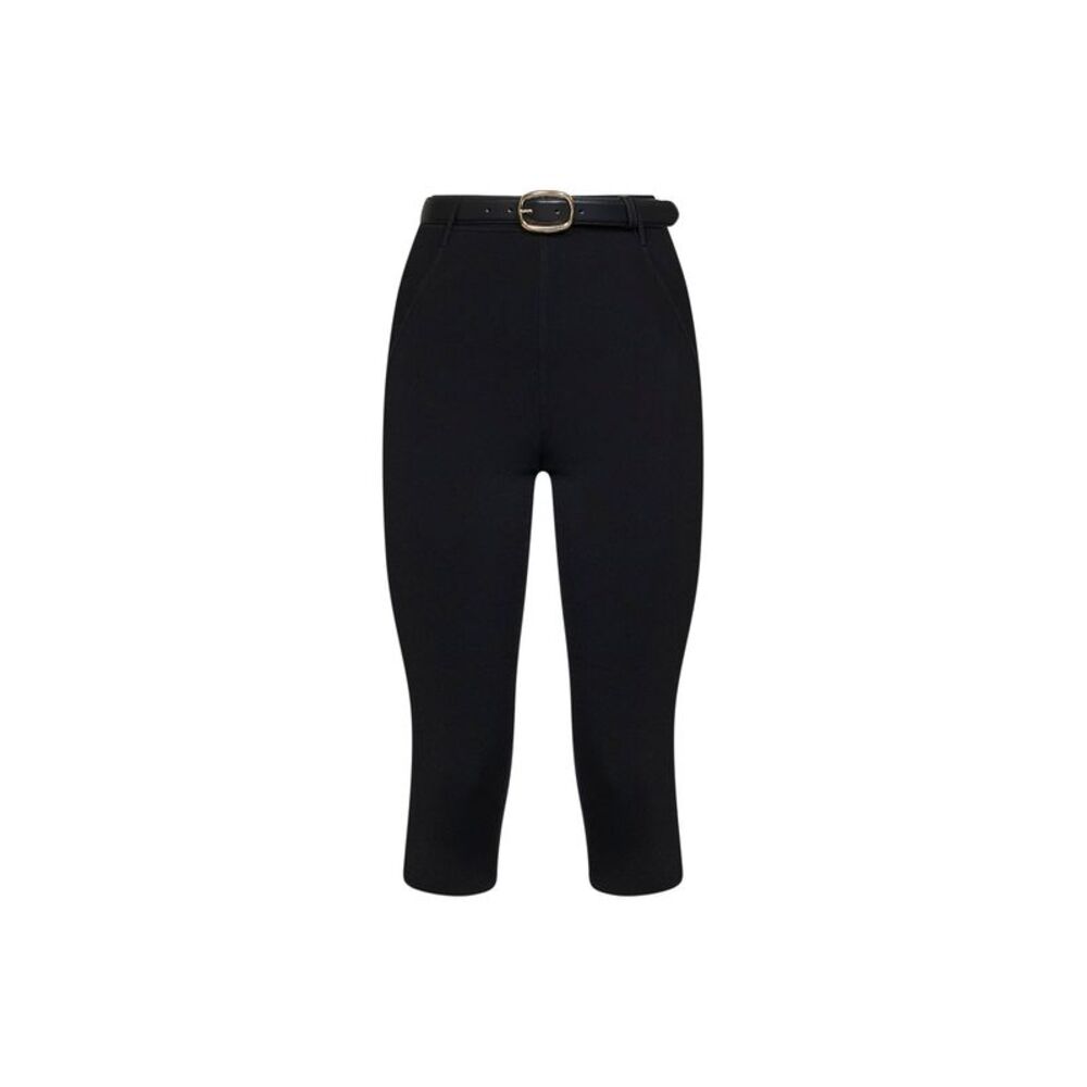 Self Portrait Women Black Compact Knit Capri Leggings